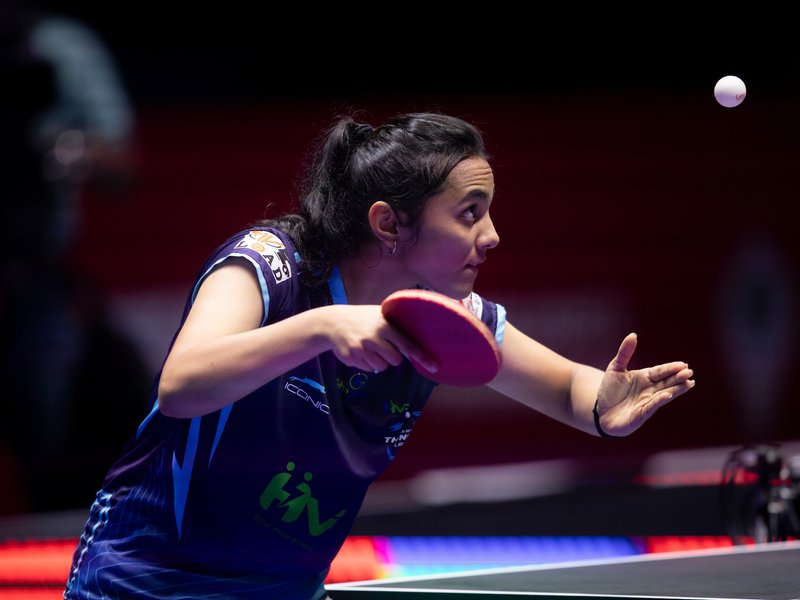 Kolkata ThunderBlades edge U Mumba TT in thriller as both teams seal semifinal berths in Ultimate Table Tennis (UTT) Season 7 at the Dr Shyama Prasad Mukherjee Indoor Stadium in Taleigao near Panaji on Tuesday. Photo credit: UTT