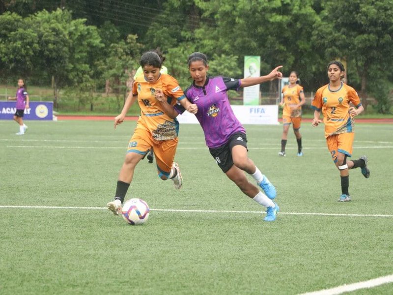 DFA Raisen, RKM squeeze into AIFF U17 Women's Youth League quarterfinals at the RKM Football Academy in Narainpur, Chhattisgarh, on Wednesday. Photo credit: AIFF