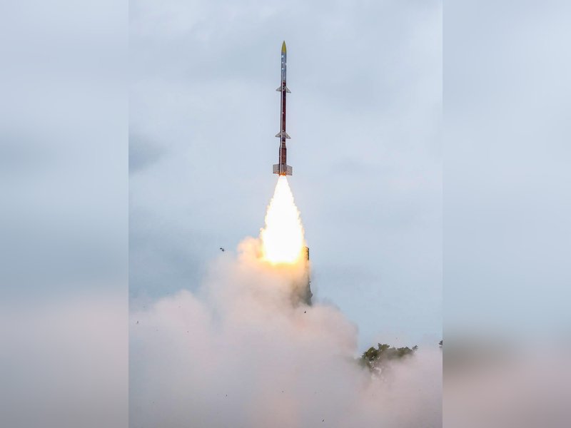 Odisha: The Defence Research and Development Organisation (DRDO) successfully conducts the maiden flight test of the Long-Range Surface-to-Air Missile (LRSAM) Kusha from Dr APJ Abdul Kalam Island off the Odisha coast on Thursday, July 23, 2026. (Photo: IANS/X/@rajnathsingh)
