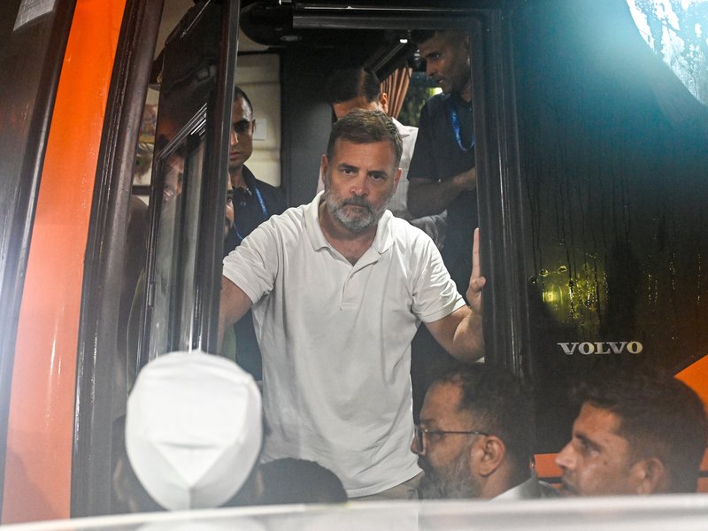 New Delhi: Lok Sabha Leader of Opposition and Congress MP Rahul Gandhi leaves Gandhi Smriti after paying tribute to Mahatma Gandhi, in New Delhi on Thursday, July 23, 2026. (Photo: IANS/Deepak Kumar)
