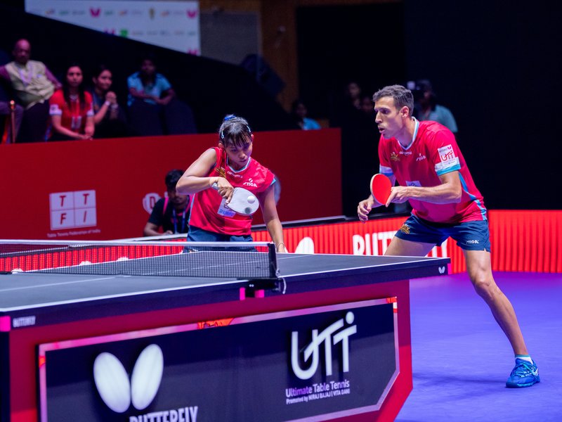Olympian Alvaro Robles stars as Goa Challengers storm into final with 8-2 win over Dabang Delhi TTC in the Ultimate Table Tennis (UTT) Season 7 in Panaji on Friday. Photo credit: UTT