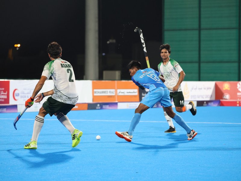 Indian men's team beats Pakistan 7-3 and Oman 10-1; Women go down 3-6 to China. Photo credit: AHF