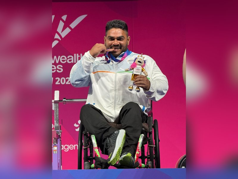 Jhandu Kumar powers India to para powerlifting bronze in men’s heavyweight category at the Commonwealth Games 2026 in Glasgow on Friday. Photo credit: IANS