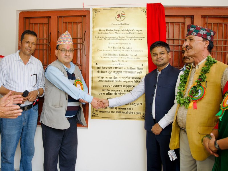 India-funded college building opens, school project begins in Nepal