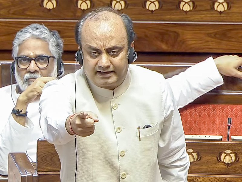 New Delhi: Bharatiya Janata Party (BJP) MP Sudhanshu Trivedi speaks in the Rajya Sabha during the Monsoon Session of Parliament in New Delhi on Thursday, July 30, 2026. (Photo: IANS/Sansad TV)