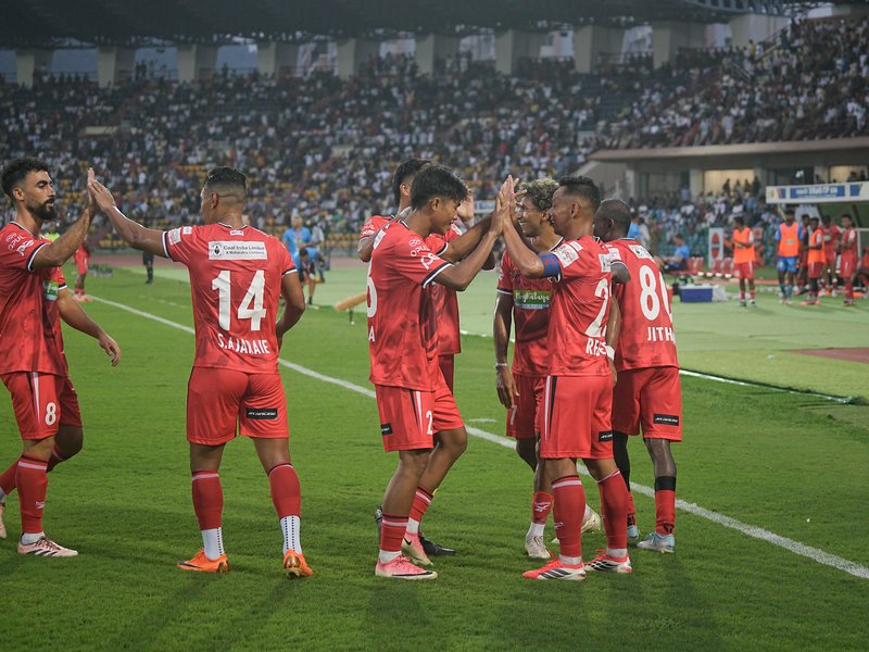 Alaaeddine Ajaraie scores hat-trick as NorthEast United start title defence with commanding win over Bodoland FC in the 135th Durand Cup at the Indira Gandhi Athletic Stadium in Guwahati on Saturday. Photo credit: Durand Cup