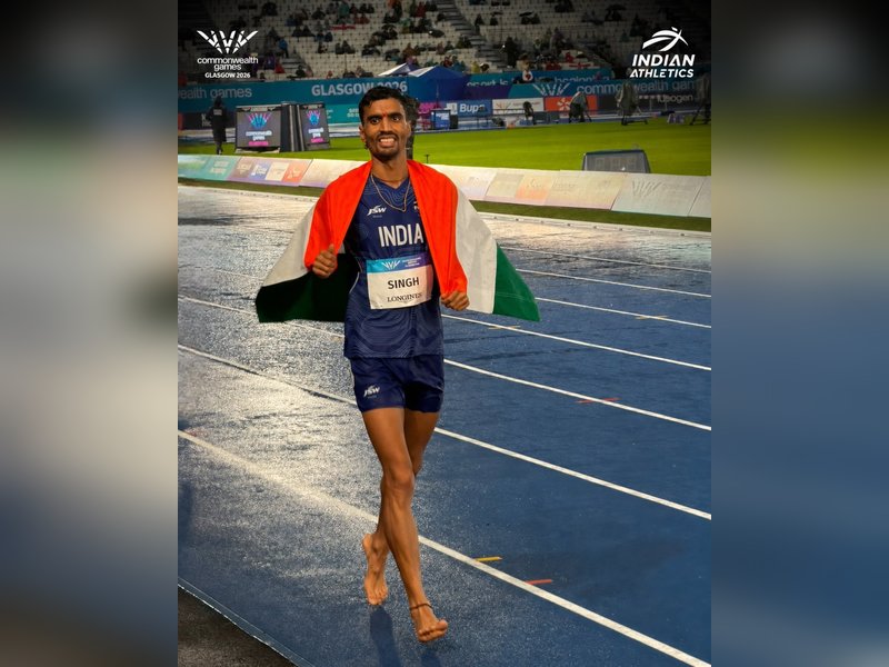 Gulveer makes history by adding 5000m bronze to 10,000m silver, becomes first Indian athlete to win two medals in same edition of Commonwealth Games in Glasgow on Saturday. Photo credit: Media SAI