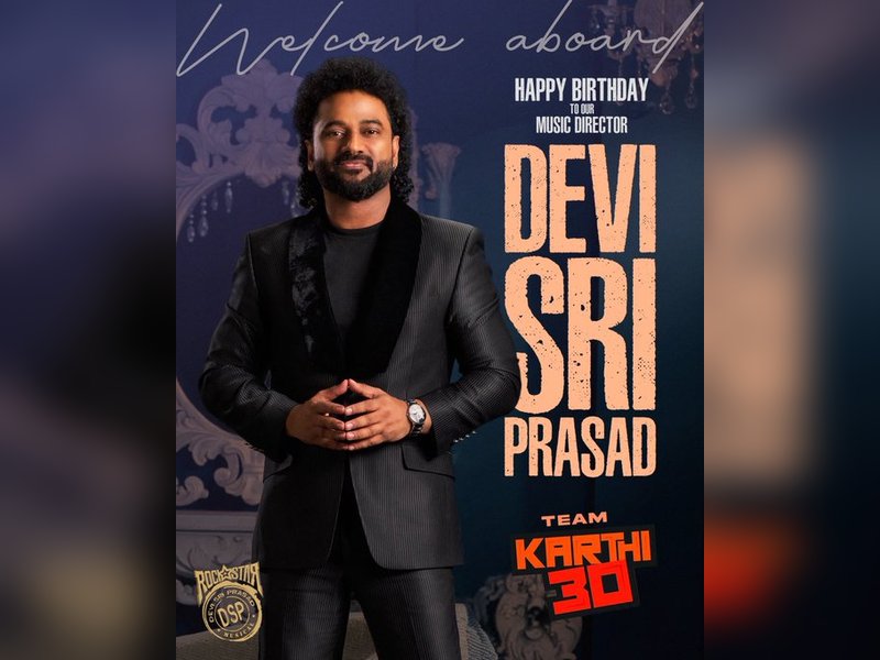 #Karthi30 makers welcome music director Devi Sri Prasad onboard unit of film (Photo Credit: Sithara Entertainments/X)