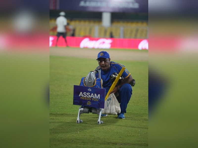 ‘Assam Needs You’ message highlights the plight of flood-affected families during Assam Premier League match at the ACA Stadium, Barsapara in Guwahati. Photo credit: APL 