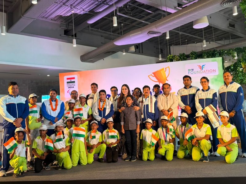 Paralympic Committee of India felicitates Glasgow 2026 para medallists  in New Delhi on Wednesday. Photo credit: PCI