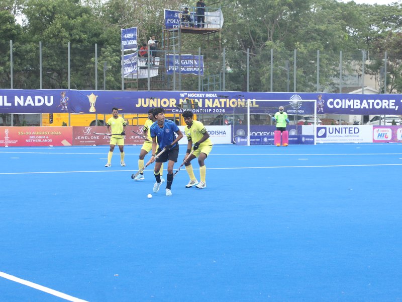 Hockey Association of Odisha and Hockey Madhya Pradesh storm into final of the 16th Hockey India Junior Men National Championship 2026 – Division 'A' in Coimbatore, Tamil Nadu, on Thursday. Photo credit: Hockey India