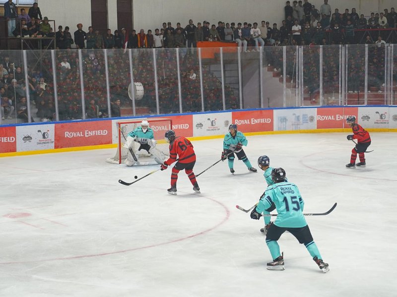 Indian Army Ice Hockey Team crowned champions of the inaugural Challengers' Cup, beating Leh Kings in the final played at the Nawang Dorjay Stobdan (NDS) Stadium in Leh. Photo credit: Champions' Cup
