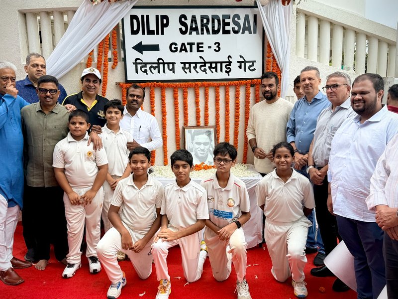 MCA installs Dilip Sardesai Gate on legendary player’s birth anniversary at Wankhede Stadium (Credit: MCA)