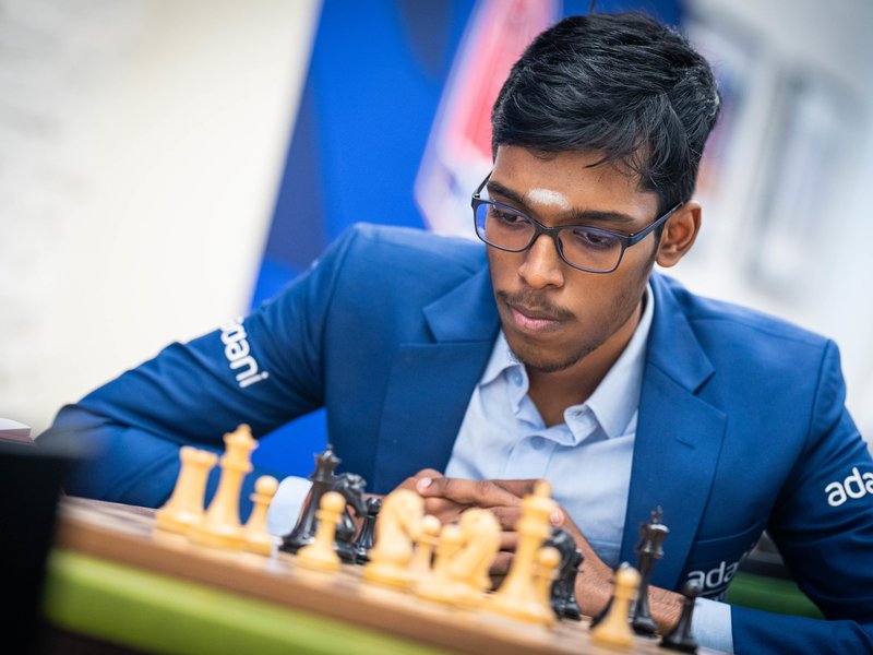 Praggnanandhaa opens Sinquefield Cup campaign with comfortable draw against Sevian (Credit: ChessBaseIndia/X)