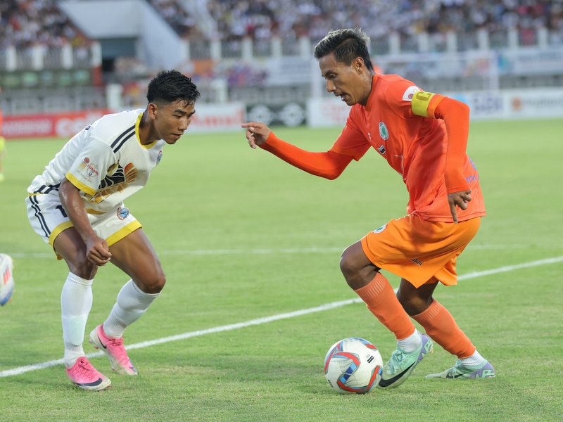 NEROCA FC down nine-man FC Raengdai to end group stage with a win in the 135th Durand Cup at the Khuman Lampak Main Stadium in Imphal on Wednesday. Photo credit: Durand Cup