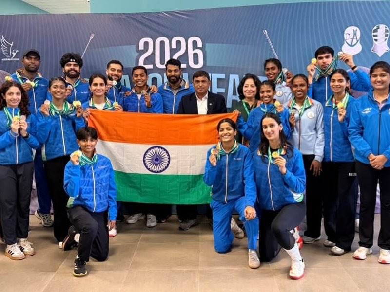 India tops overall medal tally to lift Wilkinson Sword Trophy at the Commonwealth Fencing Championship 2026 in Lagos, Nigeria. Photo credit: FAI