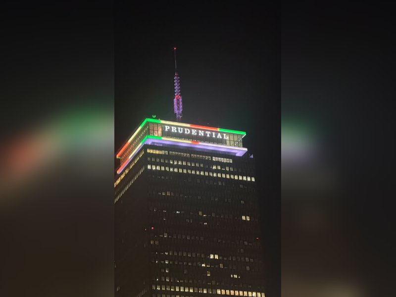 Prudential Center in Boston glows in Indian tricolour