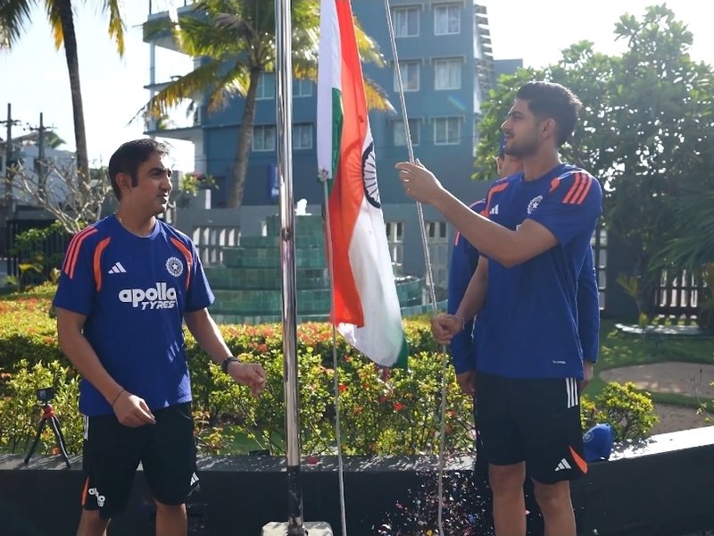 Team India marks 80th Independence Day with flag hoisting in Galle ahead of 600th Test (Credit: BCCI/Screenshot)