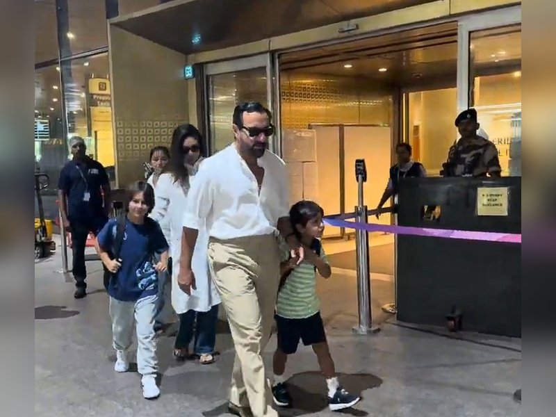 Saif & Kareena spotted at Mumbai Airport with kids; headed for a birthday trip?