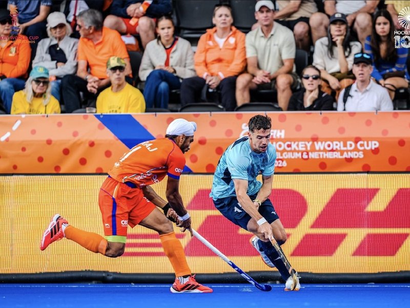 Indian men go down fighting 2-4 to England in the FIH World Cup 2026 at the Wagener Hockey Stadium in Amstelveen on Monday. Photo credit: Hockey India