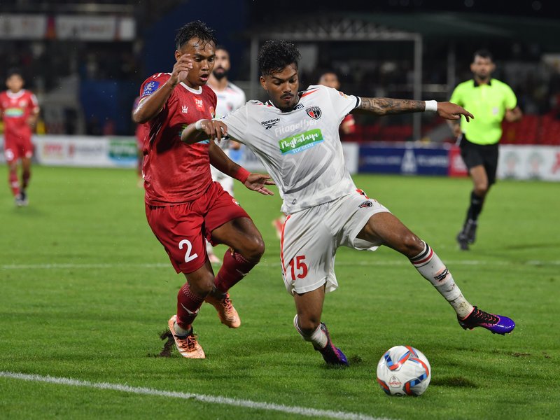 NorthEast United fend off Shillong Lajong to qualify for fourth consecutive semifinal in the 135th Durand Cup at the Jawaharlal Nehru Stadium in Shillong on Monday.  Photo credit: Durand Cup