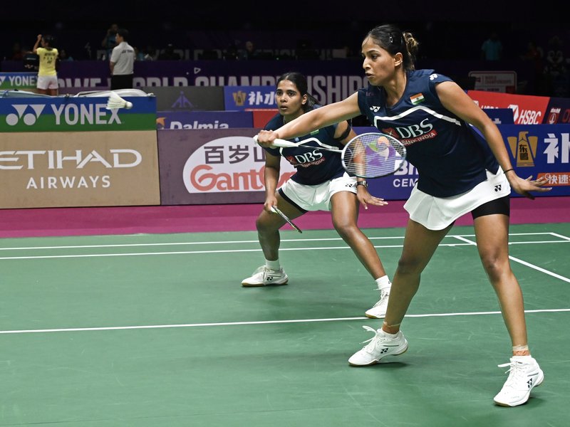 Treesa Jolly/Gayatri Gopichand, Satwiksairaj Rankireddy/Chirag Shetty keep India's medal hopes alive as PV Sindhu, Ayush Shetty crash out of the BWF World Championship 2026 in New Delhi on Thursday. Photo credit: IANS 