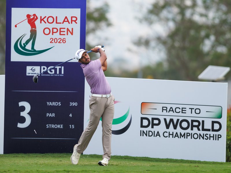 Shaurya Bhattacharya extends his lead at halfway stage in Kolar Open at the ZION Hills Golf County on the outskirts of Bengaluru on Wednesday. Photo credit: PGTI