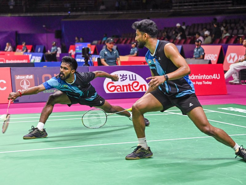 M.R Arjun and Hariharan Amsakarunan duo rue mistakes after losing to Korean pair in the BWF World Championship 2026 in New Delhi on Wednesday. Photo credit: IANS