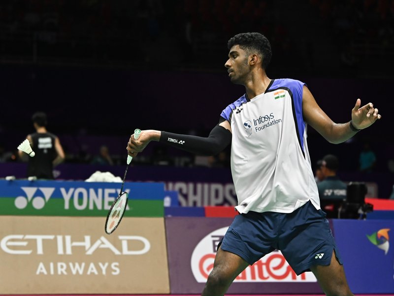 Ayush Shetty bows out after Alwi Farhan withstands late fightback in Round of 16 of the BWF World Championship 2026 at the Indira Gandhi Indoor Stadium in New Delhi. Photo credit: IANS 