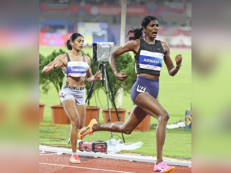 South Africa's Tshepo Jason Tyantini, Tamil Nadu’s Abinaya Rajarajan are fastest in World Athletics Continental Tour Silver Level Meeting at Bhubaneswar’s Kalinga Stadium on Saturday. Photo credit: AFI/X