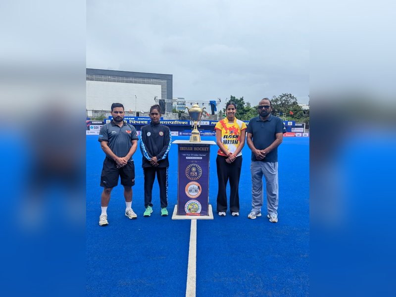 Hockey Jharkhand and Hockey Haryana set for grand showdown in final of the 16th Hockey India Junior Women National Championship 2026 at the Major Dhyan Chand Hockey Stadium, near Pune on Sunday. Photo credit: MHA