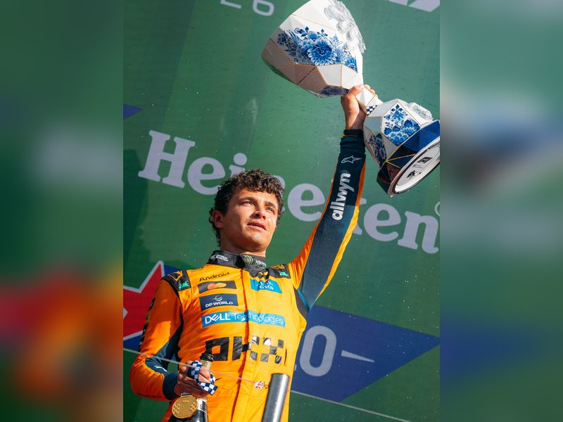 McLaren driver Lando Norris wins dramatic Dutch Grand Prix after Max Verstappen crashed out early at Circuit Zandvoort in North Holland, the Netherlands, on Sunday. Photo credit: Formula 1/X
