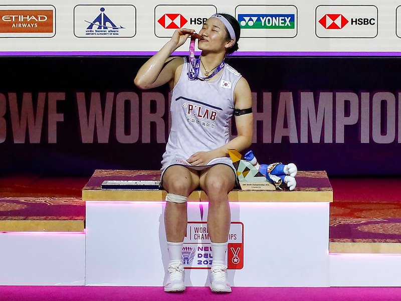 An Se Young beats Akane Yamaguchi to claim women’s singles crown in the BWF World Championship 2026 in New Delhi on Sunday. Photo credit: IANS 