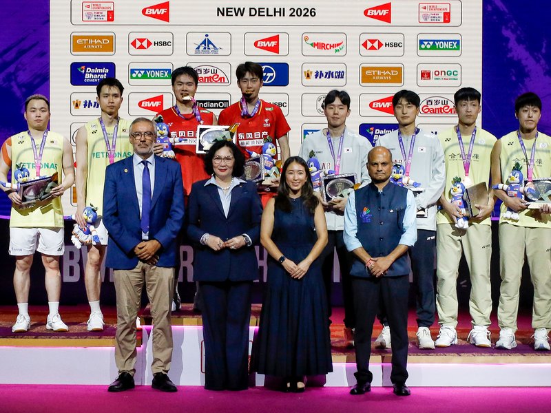 France's Alex Lanier, An Se Young of Korea clinch singles titles on the final day of the BWF World Championships 2026 at the Indira Gandhi Indoor Stadium in New Delhi on Sunday. Photo credit: IANS 