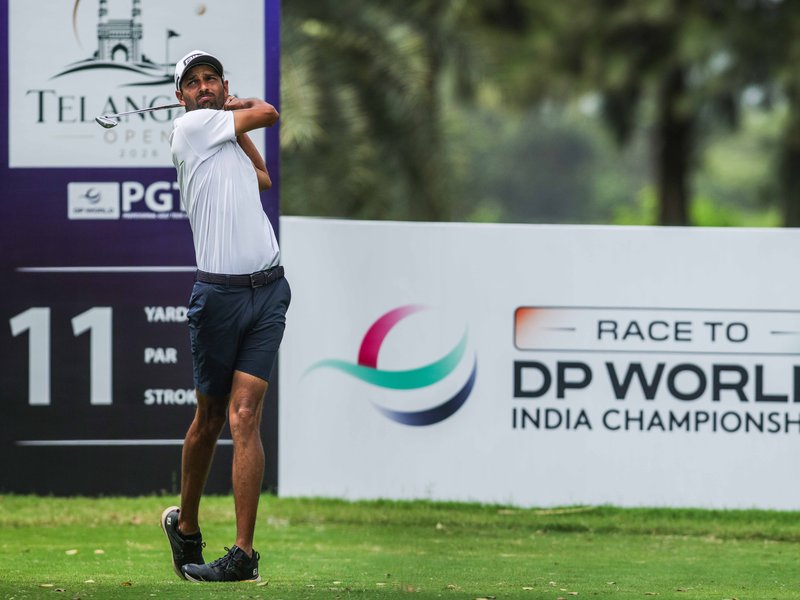 Angad Cheema fires super 61 to take two-shot lead on Day 2 of the INR 1 crore Telangana Open 2026 at the Vooty Golf County in .Vikarabad (Telangana) on Wednesday. Photo credit: PGTI