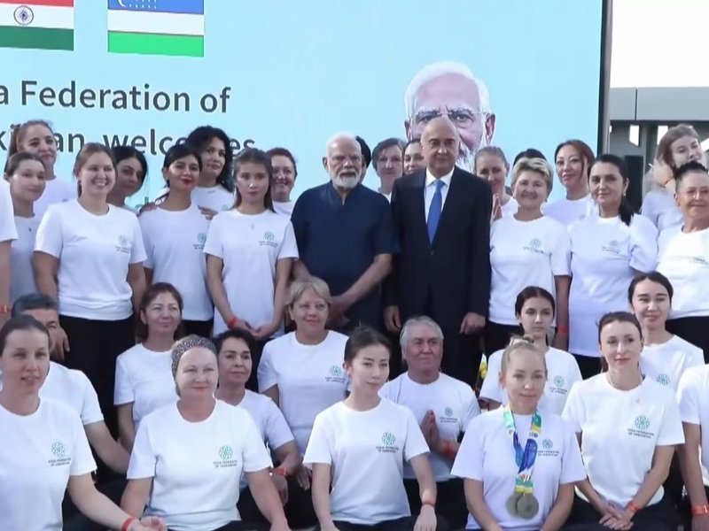 PM Modi participates in a Yoga Session in Tashkent