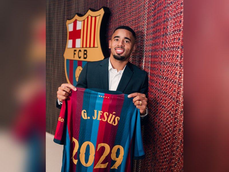 Barcelona complete Gabriel Jesus signing, Aston Villa rope in Ibrahim Mbaye and Taylor Harwood-Bellis. Photo credit: Barcelona/X