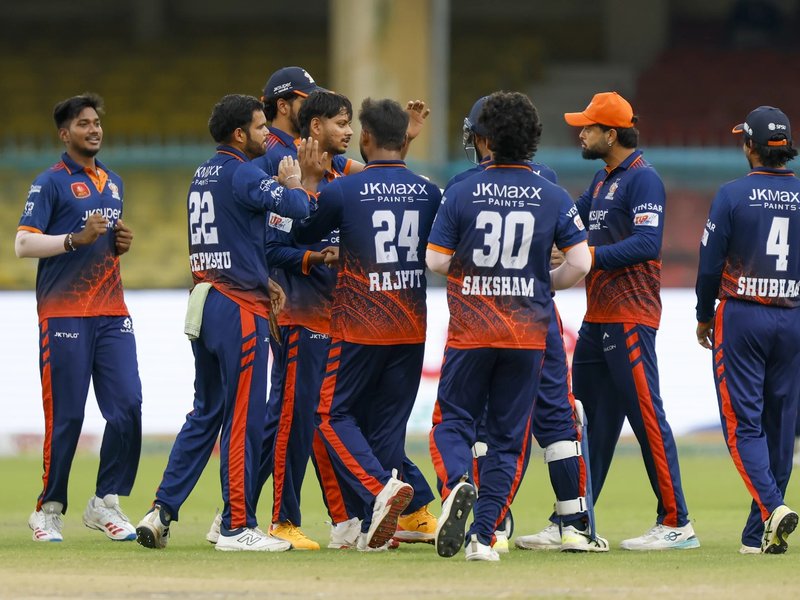Top 4 confirmed as Kashi Rudras beat Meerut Mavericks by 56 runs in the UPT20 League 2026 at the historic Green Park Stadium in Kanpur on Tuesday. Photo credit: UPT20