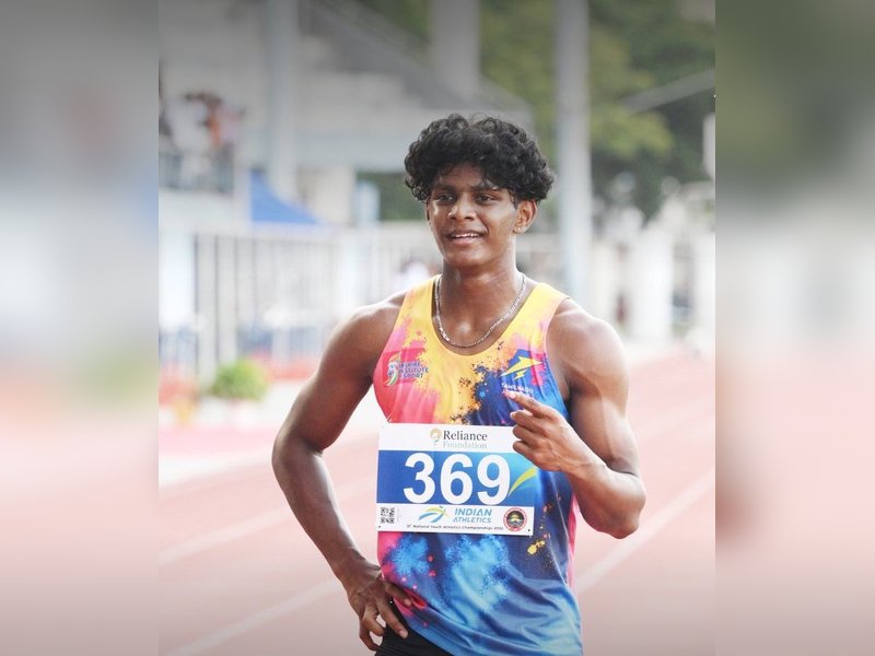 Neil Samraj sets youth national and meet record in 100m on the opening day of the National Youth Athletics Championships at the Guru Nanak Stadium in Ludhiana, Punjab, on Tuesday. Photo credit: AFI