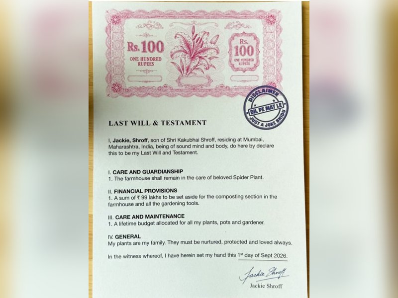 Jackie Shroff shares funny ‘Last Will’ dedicated to his plants