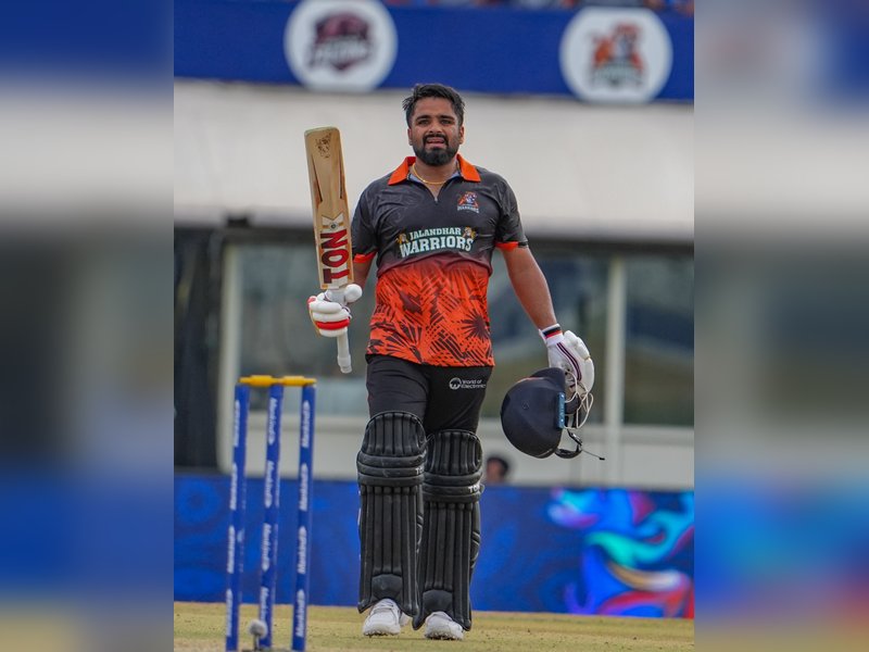 Prabhsimran's century guides Jalandhar Warriors to thrilling win over Bathinda Royals in the Sher-e-Punjab T20 League 2026 at the I.S. Bindra Stadium on Thursday. Photo credit: PCA