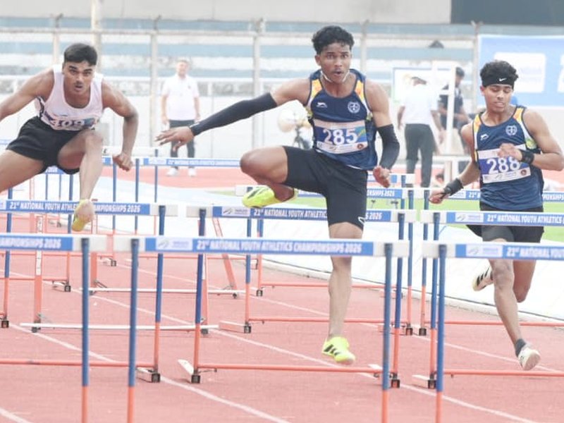 Himanshu improves high jump mark as records tumble in the 21st National Youth Athletics Championships 2026 at Ludhiana’s Guru Nanak Stadium on Thursday. Photo credit: AFI