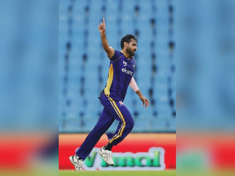 Bhuvneshwar takes Lucknow Falcons into final with 47-run win over Meerut Mavericks in Qualifier 1 in the UP T20 League in Lucknow on Thursday. Photo credit: UPCA