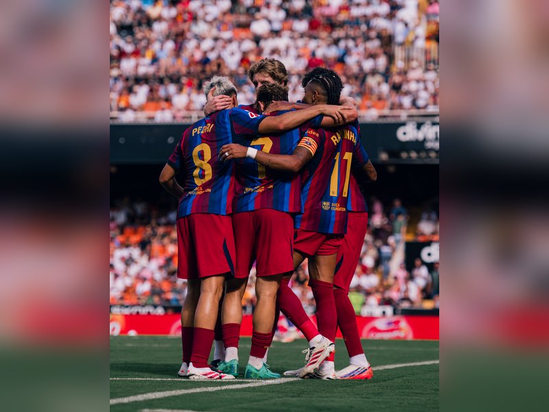 Barcelona thrash Valencia 5-0 to maintain perfect La Liga start (Credit: X/Barcelona)