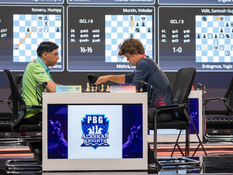 Alpine APL Pipers crush American Gambits to go on top of the standings i[n the Season 4 of the Global Chess League (GCL) in Bengaluru on Monday. Photo credit: GCL