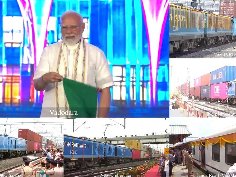 PM Modi unveils Rs 35,000 Cr projects in Vadodara; marks completion of Western Dedicated Freight Corridor