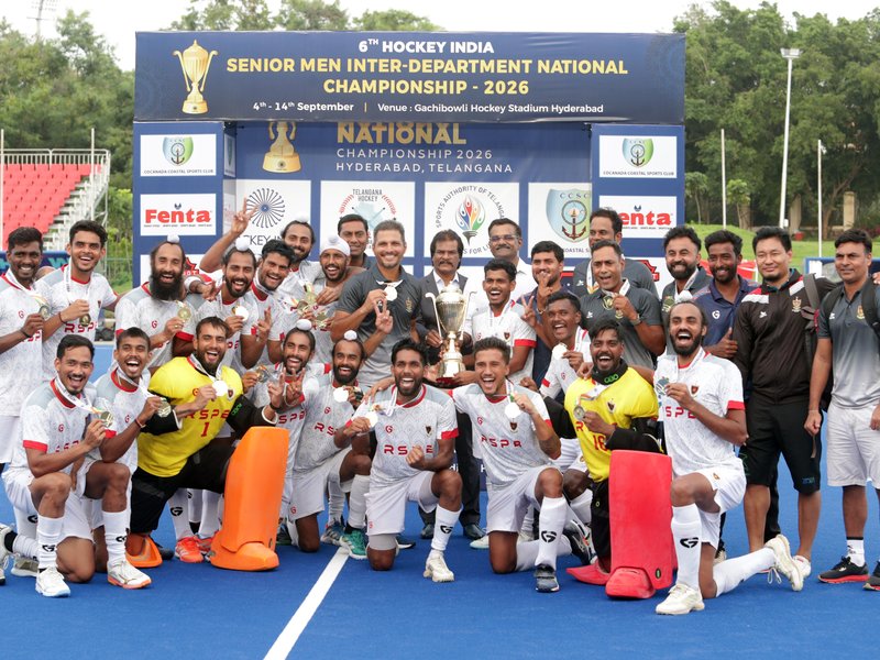 Railway Sports Promotion Board clinch title in the 6th Hockey India Senior Men Inter-Department National Championship 2026  in Hyderabad on Monday. Photo credit: Hockey India