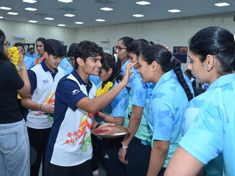 Indian kabaddi teams receive warm send-off for the at SAI NCOE in Gandhinagar in the 20th Asian Game at Aichi-Nagoya in Japan. Photo credit: SAI Media