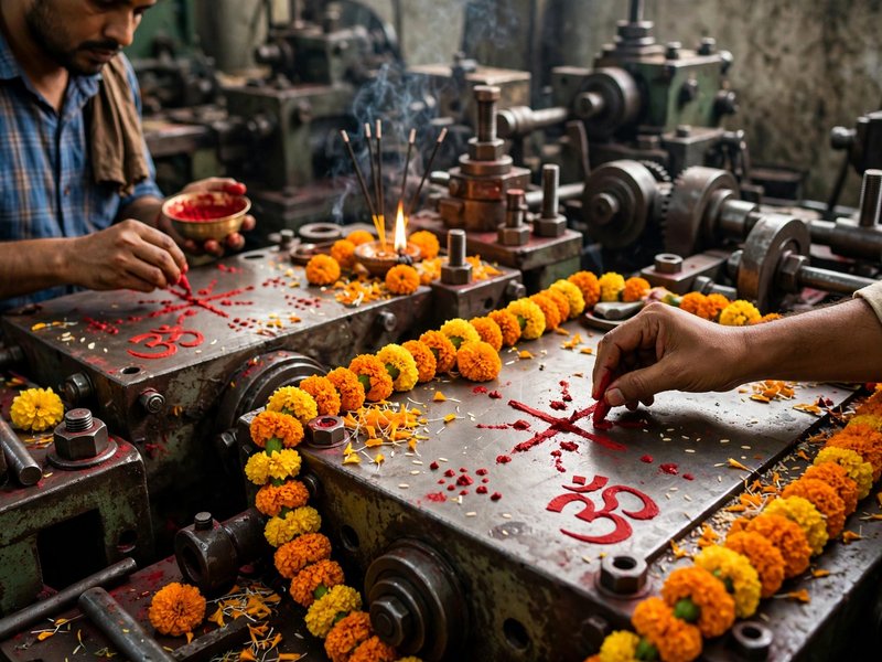 विश्वकर्मा पूजा पर मशीनों पर स्वस्तिक बनाना क्यों है जरूरी? जानें 'ॐ' और 'शुभ-लाभ' लिखने की मान्यता