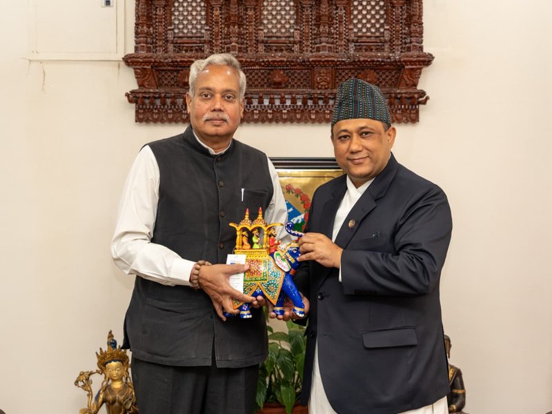 India envoy Srivastava holds farewell meeting with Nepal FM Khanal